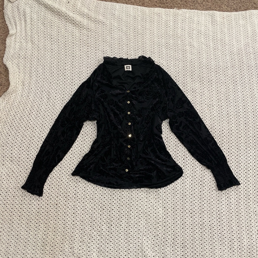 Anne Klein Black Velvet Top